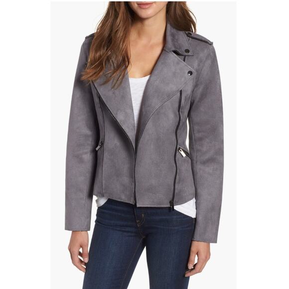 KUT FROM THE KLOTH Haddie Faux Suede Moto Jacket in Gray // S - Picture 1 of 15